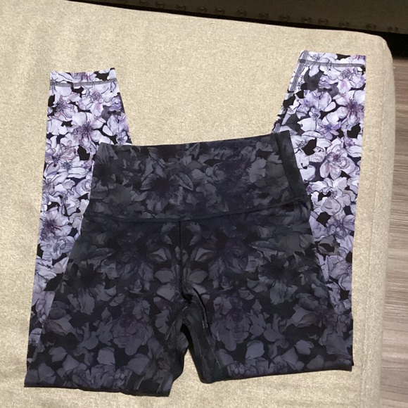 lululemon athletica Floral Leggings - Black and Purple - Picture 1 of 5